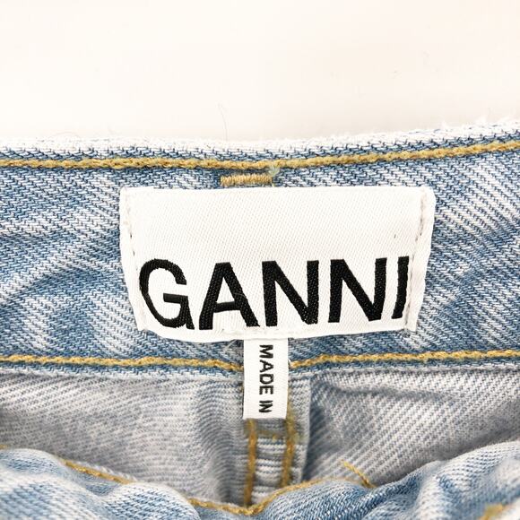 GANNI Womens Misy Cropped Jeans 32 US 14 Light Blue Rigid Denim High Rise NWOT - Picture 11 of 13